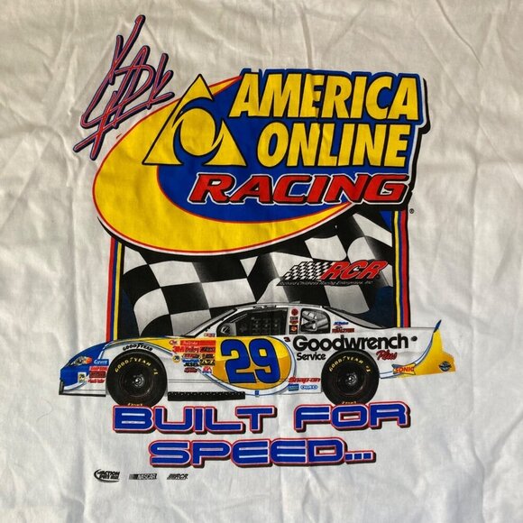 Vintage Kevin Harvick #29 NASCAR America Online AOL Racing T-Shirt Size 2XL - Picture 7 of 9